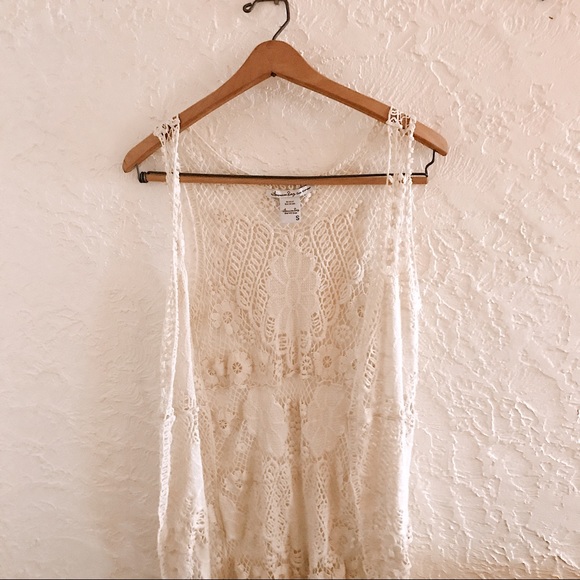 American Rag Tops - American Rag Cie long vest coverup off white